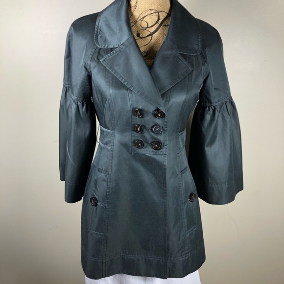Nanette Lepore Vintage trench coat jacket  bow back size 6 - Picture 2 of 16